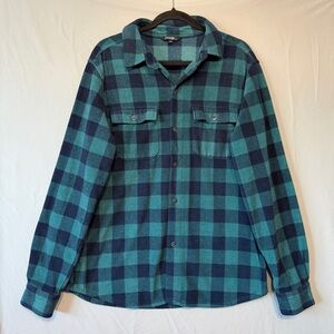 Womens Fleece Plaid Button Up Jacket Top Size M Blue Outdoors Gorpcore Hiking